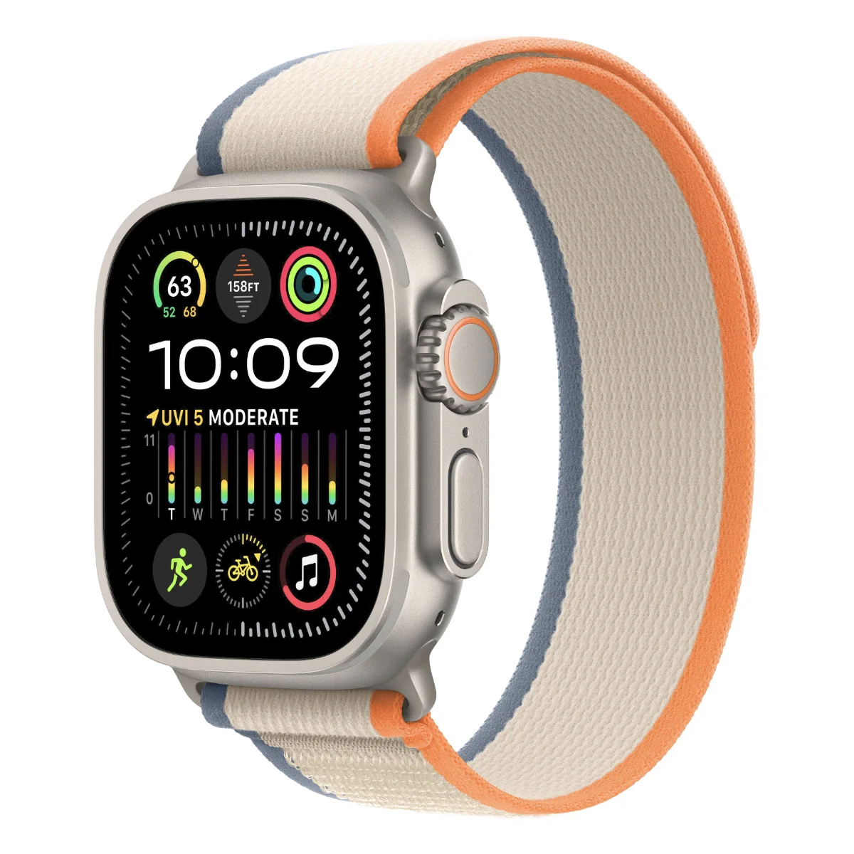 Смарт-годинник Apple Watch Ultra 2 GPS+Cellular 49mm Titanium Case with Orange/Beige Trail Loop M/L MRF23