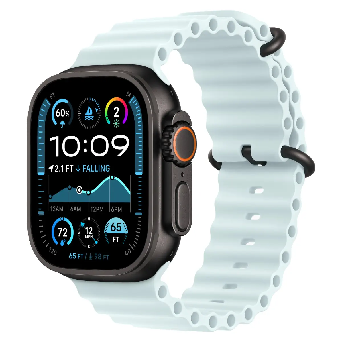 Смарт-часы Apple Watch Ultra 2 GPS + Cellular, 49mm Black Titanium Case with Ice Blue Ocean Band MYTC3+MYP83