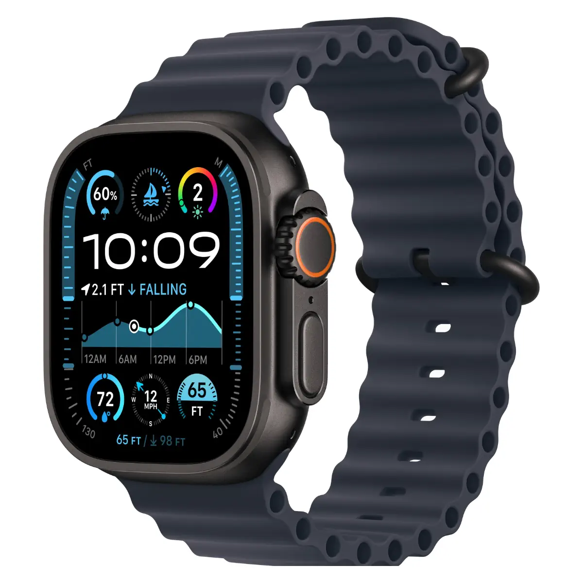 Смарт-годинник Apple Watch Ultra 2 GPS + Cellular, 49mm Black Titanium Case with Navy Ocean Band MYTC3+MYPA3