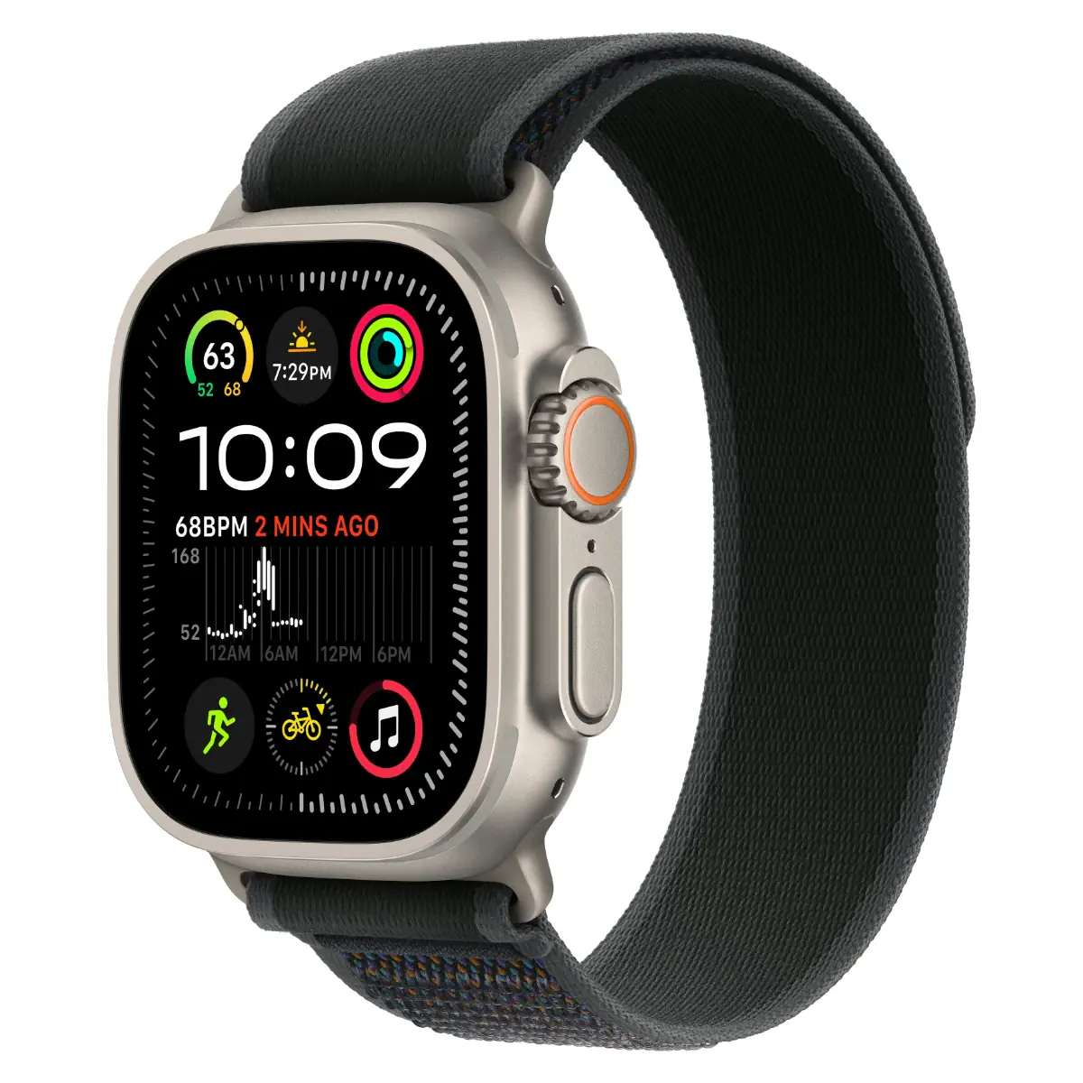 Смарт-часы Apple Watch Ultra 2 GPS + Cellular, 49mm Natural Titanium Case with Black Trail Loop S/M MYT73+MXTQ3