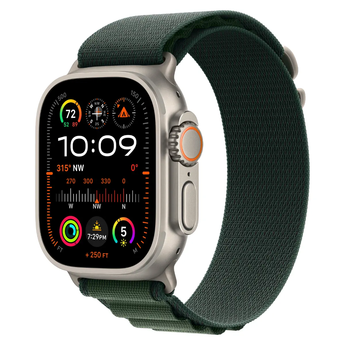Смарт-часы Apple Watch Ultra 2 GPS + Cellular, 49mm Natural Titanium Case with Dark Green Alpine Loop S MYT33+MXMU3
