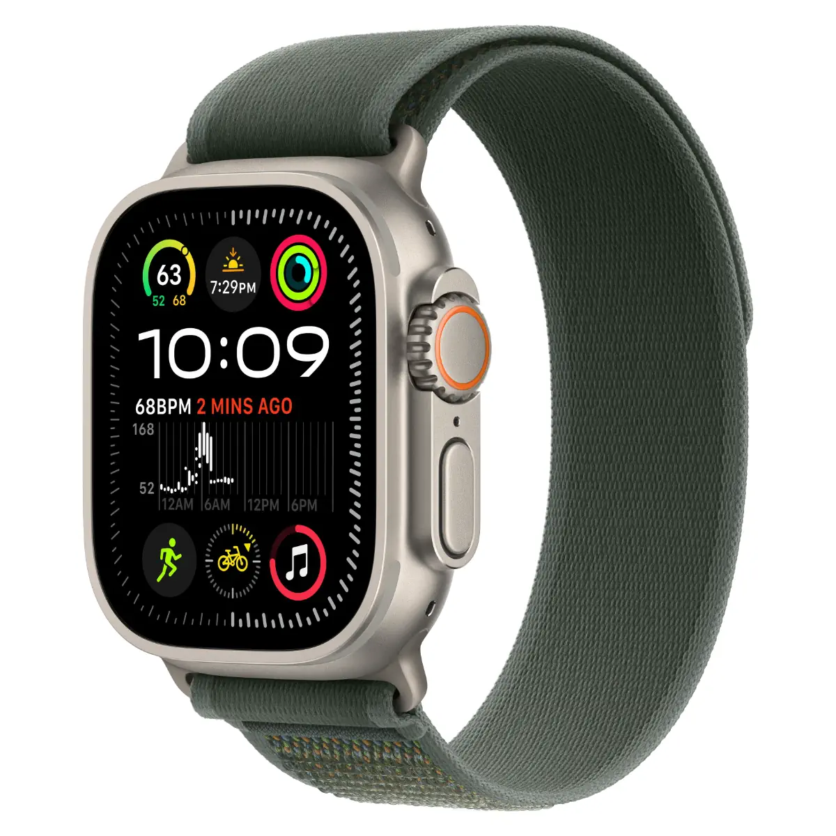 Смарт-годинник Apple Watch Ultra 2 GPS + Cellular, 49mm Natural Titanium Case with Green Trail Loop M/L MYT73+MXTP3
