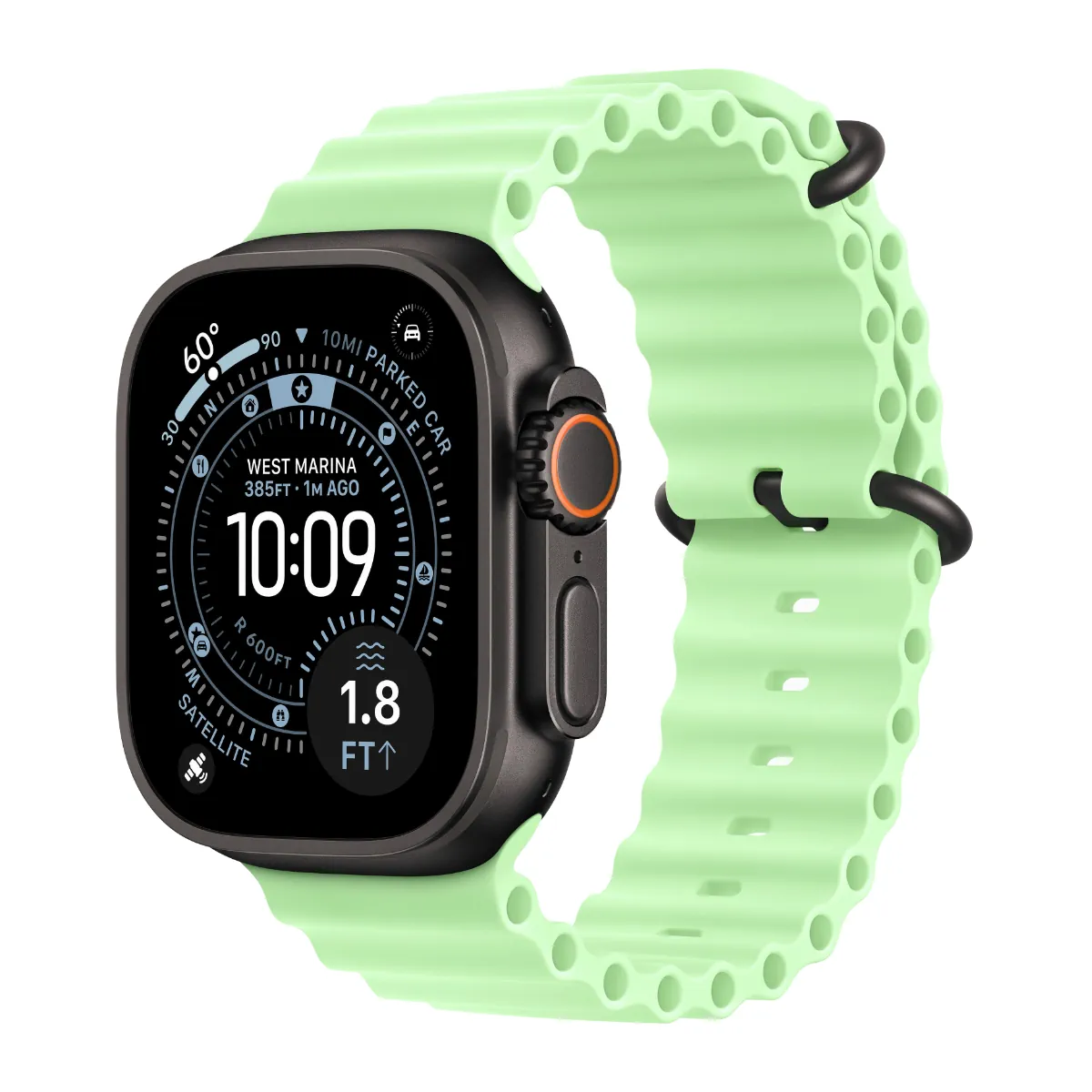 Годинник Apple Watch Ultra 3 GPS  +  Cellular, 49mm Black Titanium Case with Neon Green Ocean Band (MF254 + MGCL4)