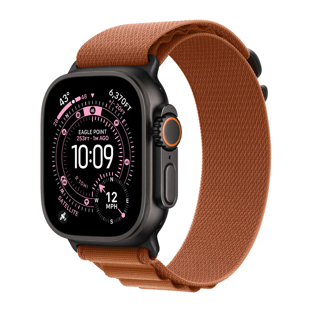 Часы Apple Watch Ultra 3 GPS + Cellular, 49mm Black Titanium Case with Terra Cotta Alpine Loop S (MF254 + MG9D4)