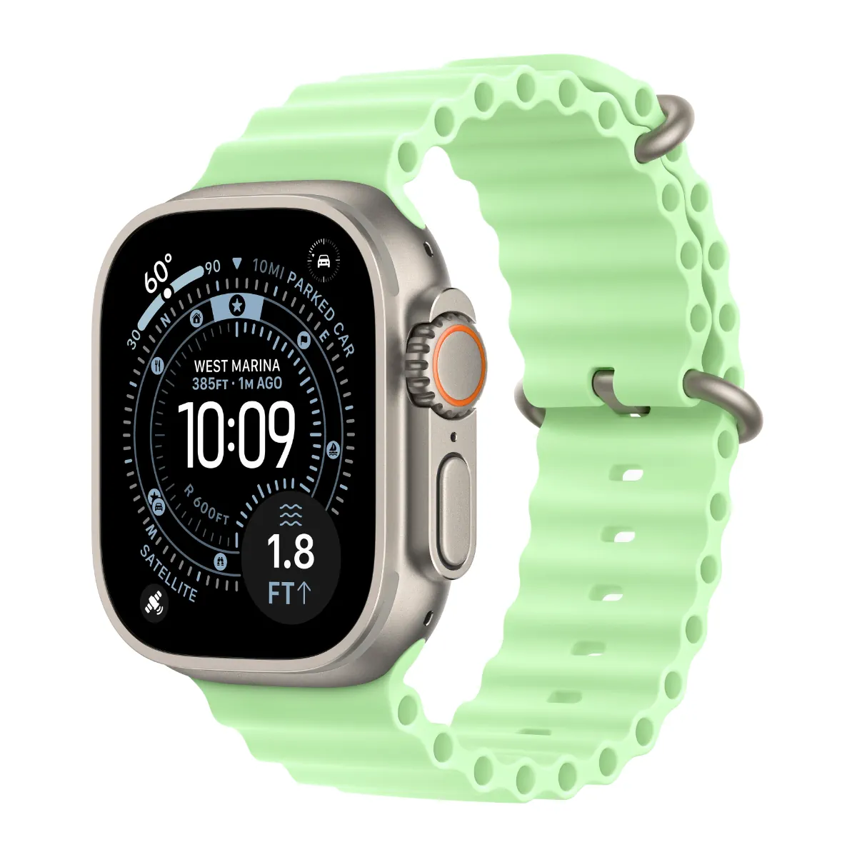 Часы Apple Watch Ultra 3 GPS  +  Cellular, 49mm Natural Titanium Case with Neon Green Ocean Band (MF1V4 + MGCF4)
