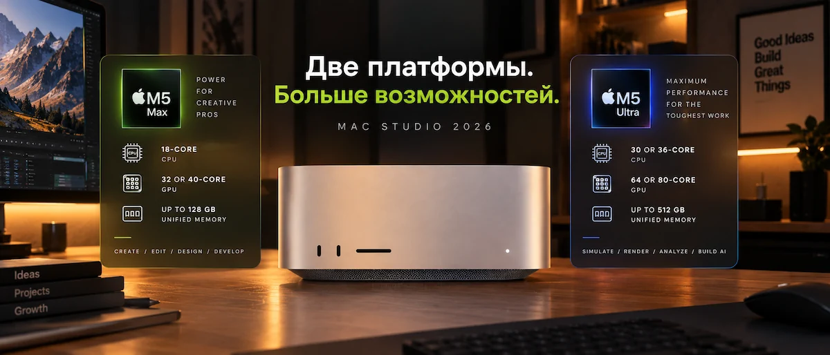 Сравнение Mac Studio 2026 с M5 Max и M5 Ultra