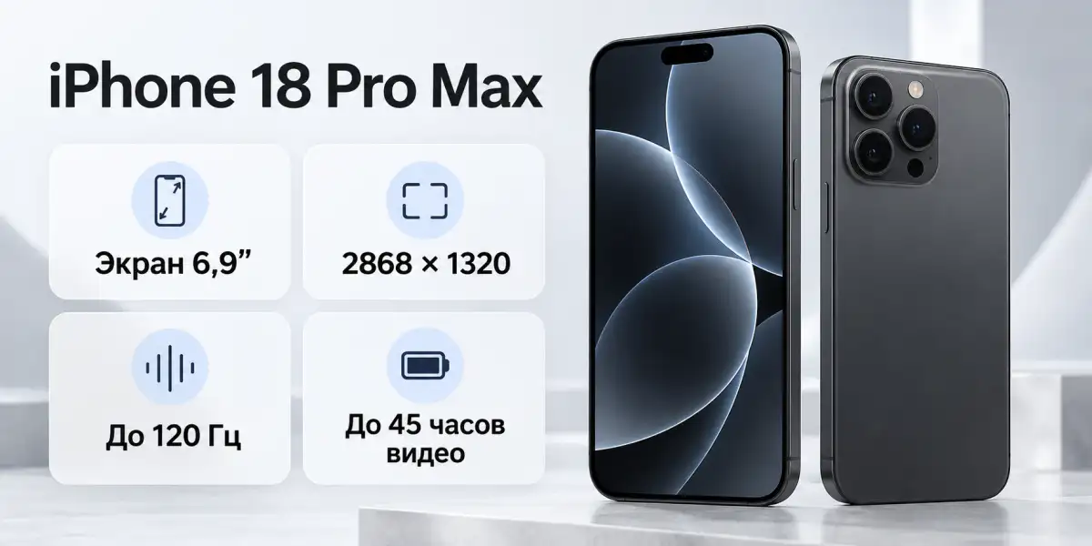 Характеристики экрана и автономности iPhone 18 Pro Max